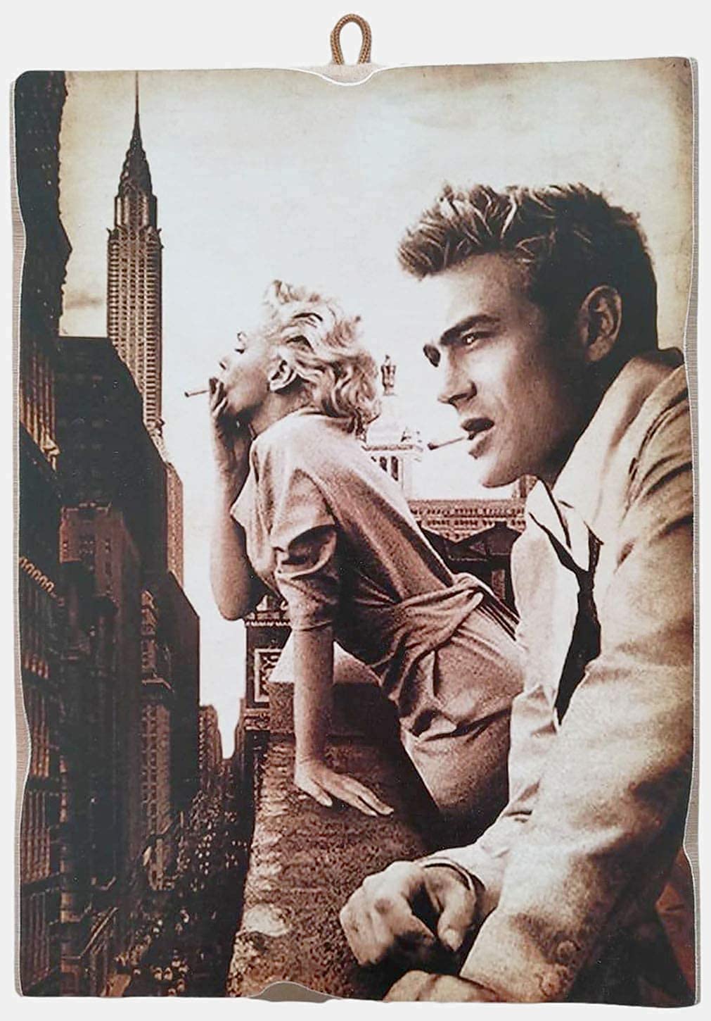 KUSTOM ART Vintage Style Actors Hollywood Actors Marilyn Monroe James Dean. Print On Wood 15x10cm