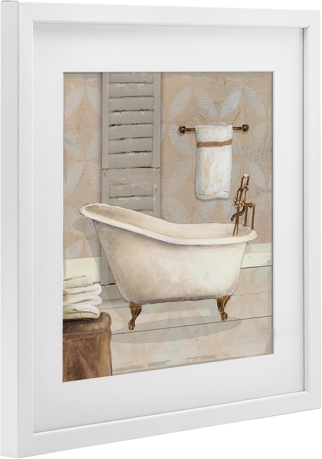 'Neutral Clawfoot Bathtub'| Framed Print Under Glass | Stupell Industries | White, 13 x 13 Inches, Easy to Hang and Sturdy, Made in USA, by Carol Robinson