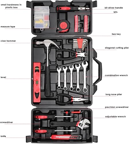 Miniatura 2 de TLGREEN Juego de herramientas de 147 piezas, kit de herramientas para el hogar, kit de herramientas básicas con caja de herramientas de