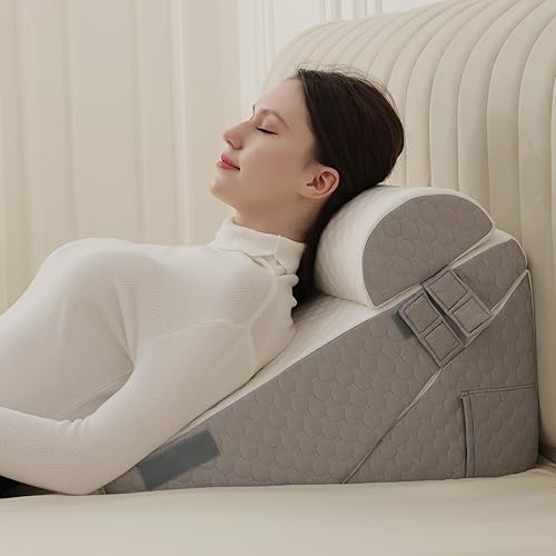 Almohada de cuña de cama para dormir de 9 y 12 pulgadas, juego de almohadas ortopédicas de cuña 10 en 1 inclinadas para cabecero, almohada