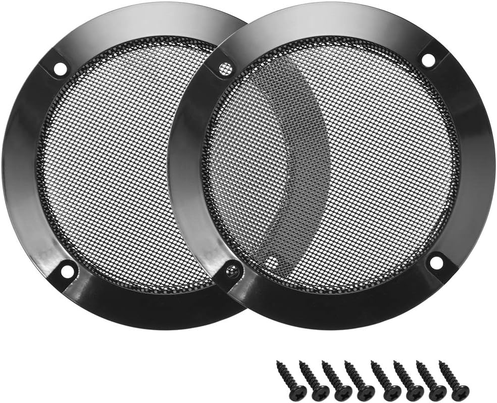 sourcing map 2pcs 3" Speaker Grill Mesh Decorative Circle Woofer Guard Protector Cover Audio Accessories Black