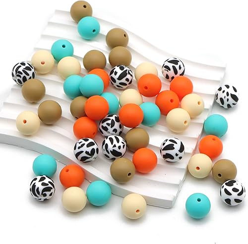 Miniatura 4 de David accessories Cuentas de silicona de 0.59 pulgadas (0.591 in), cuentas redondas de silicona a granel para llavero, bolígrafos, cordones,