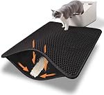 Conlun Cat Litter Mat Kitty Litter Trapping Mat Honeycomb Double Layer, Urine Waterproof, Easier to Clean, Litter Box Mat Scatter Control, Less Waste, Soft on Paws, Non-Slip (30" x 26", Grey)