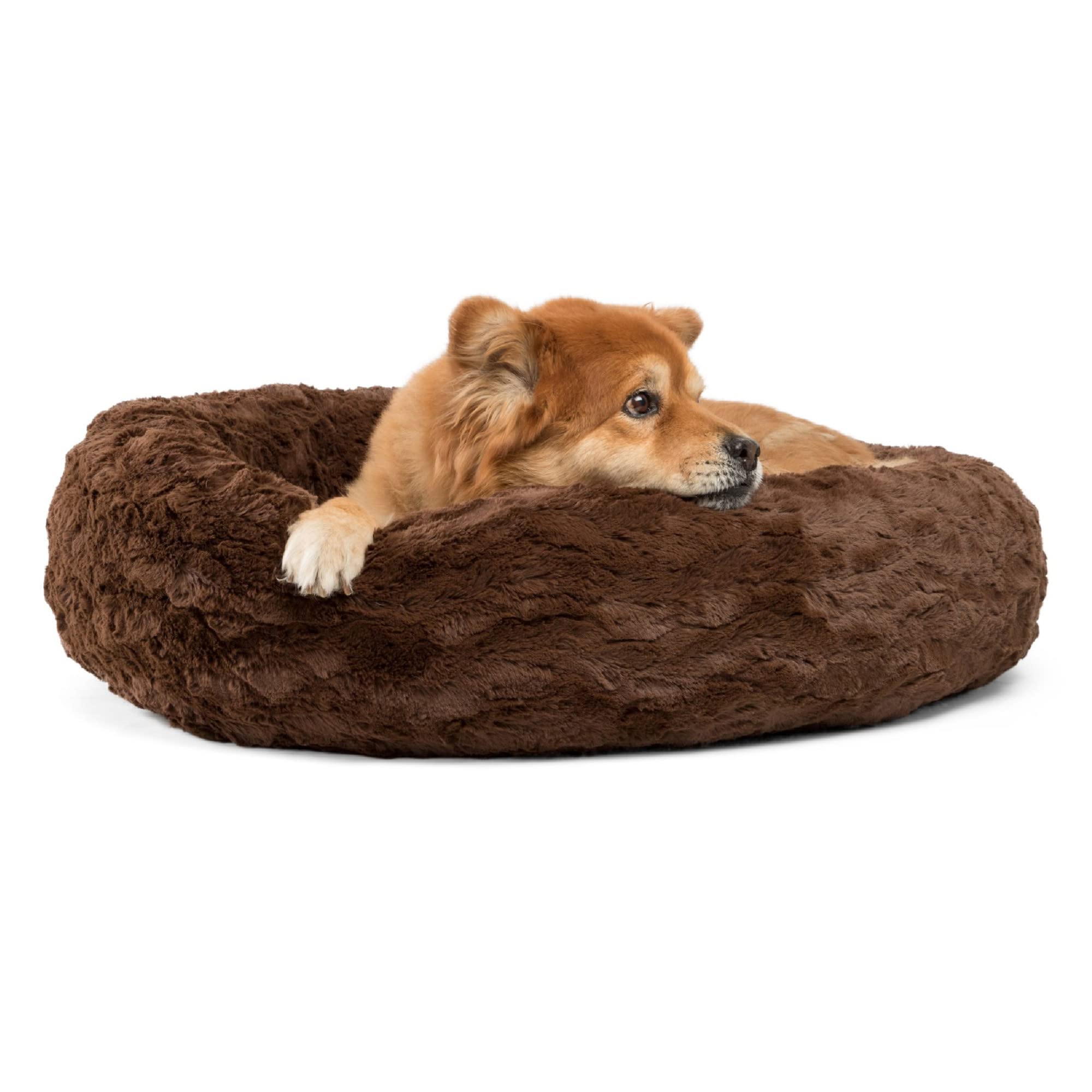Best Friends by Sheri The Original Calming Donut Cat and Dog Bed in Lux Fur Dark Chocolate Medium 30x30