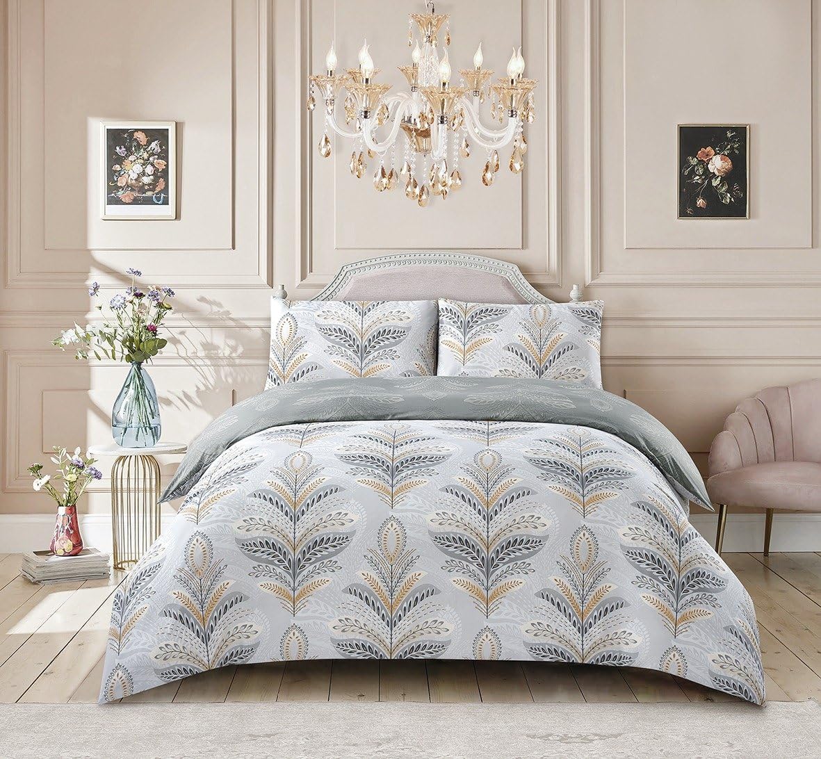 renoazul Microfiber Single Duvet Cover Set 3 Piece - Single Bedding Sets with Fitted Sheet, Pillow Case, Soft Duvet Cover Single Bedding Set - Single 3 Piece, Jasmine Silver โ image 1