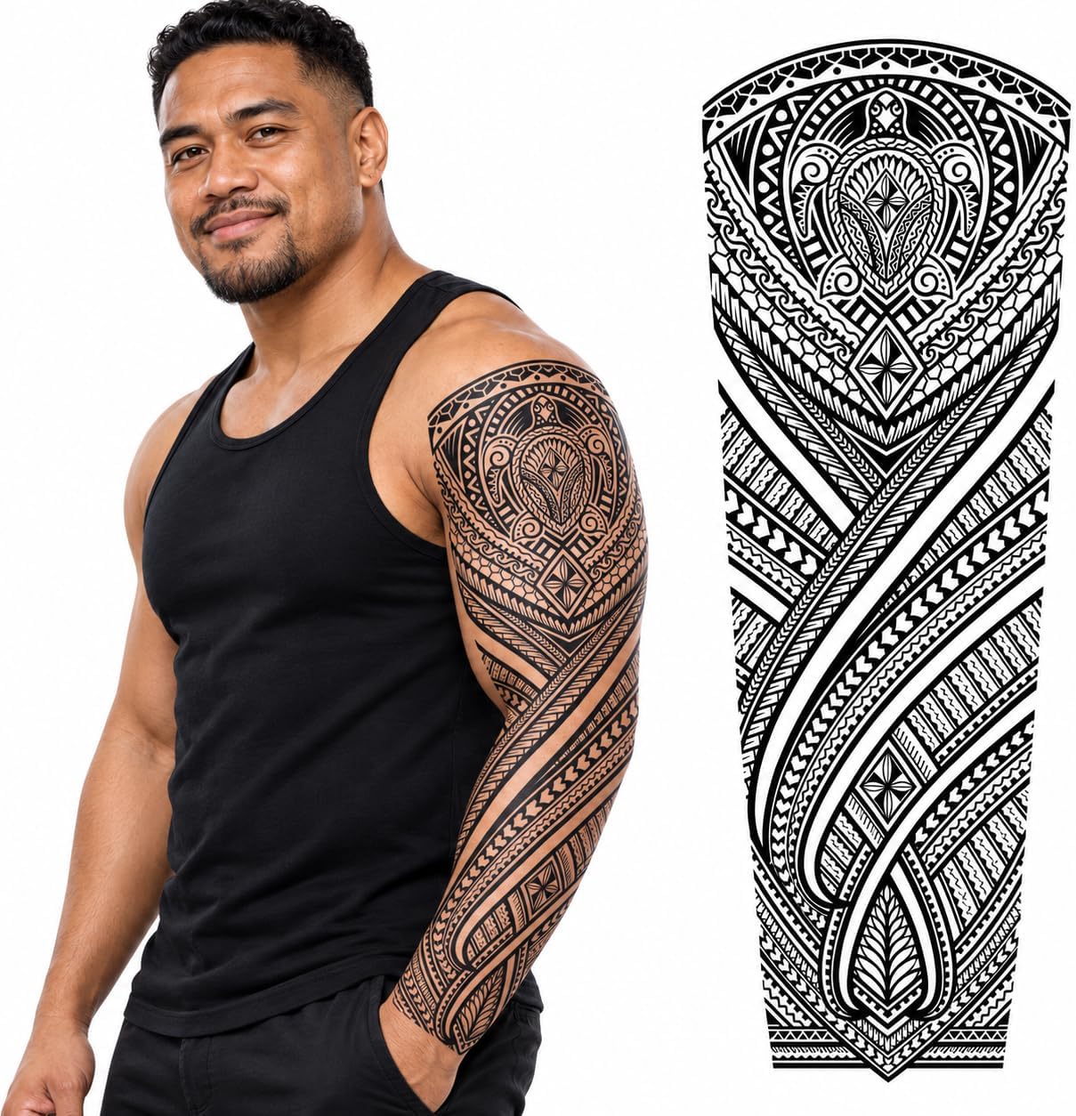 temporary tattoo hawaiian maori samoan polynesian tribal for arms and legs geometric black adult men women