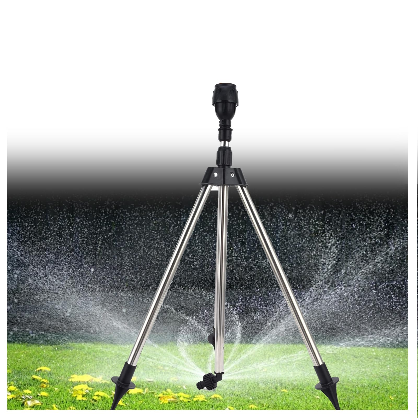 Aspersores de riego cesped, Aspersor Giratorio con Caballete Ajustable para jardín y césped – Chorro Giratorio 360°, de Acero, Altura modulable para Clavar en el Césped (8PCS)