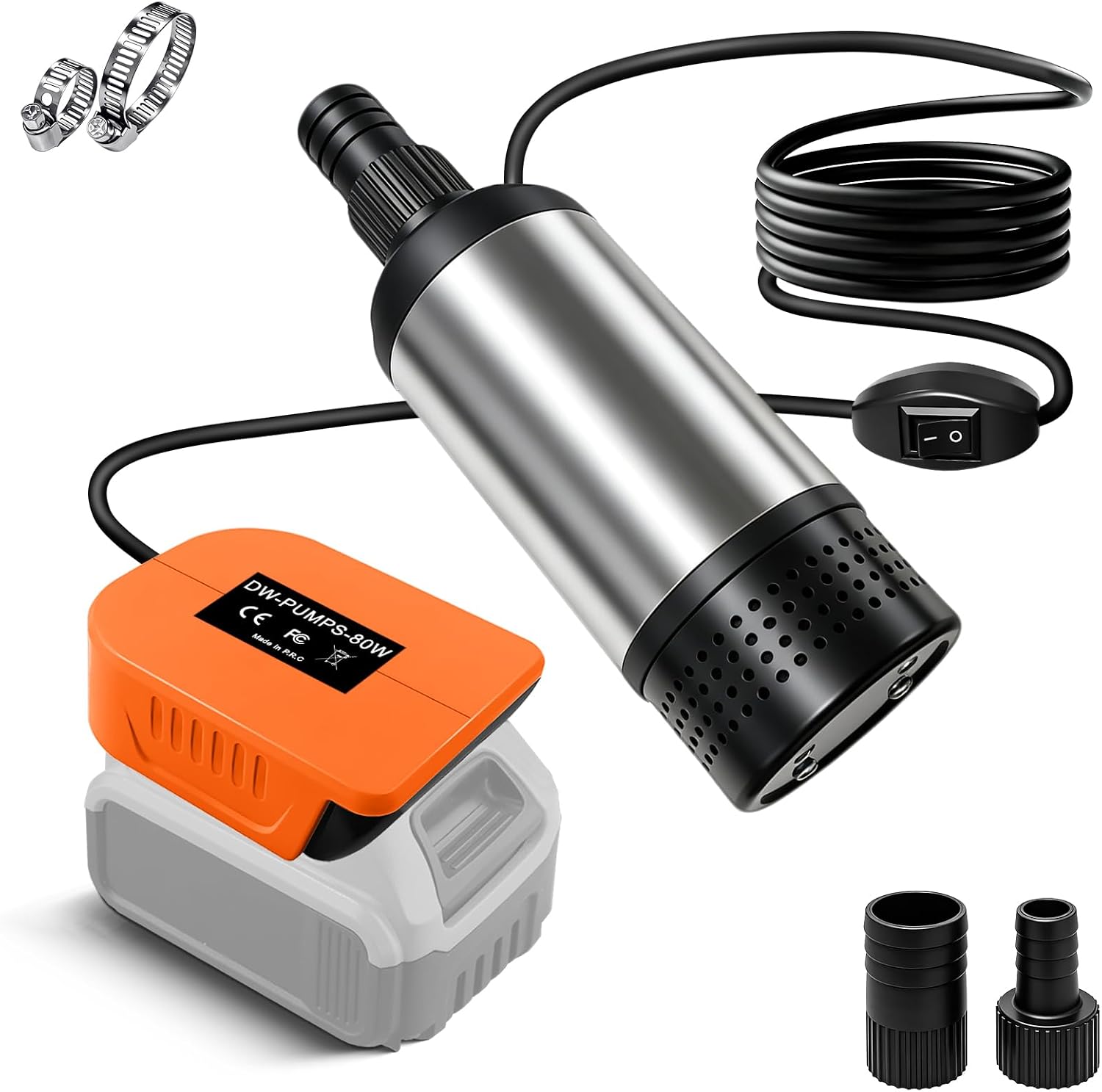 Transfer Pump for Dewalt Battery,80W High Flow Portable Cordless Water Pump | Upgraded high efficiency submersible pump,Rain,garden watering,bilge,pond,swimming pool,RV travel and camping,beach, drainage