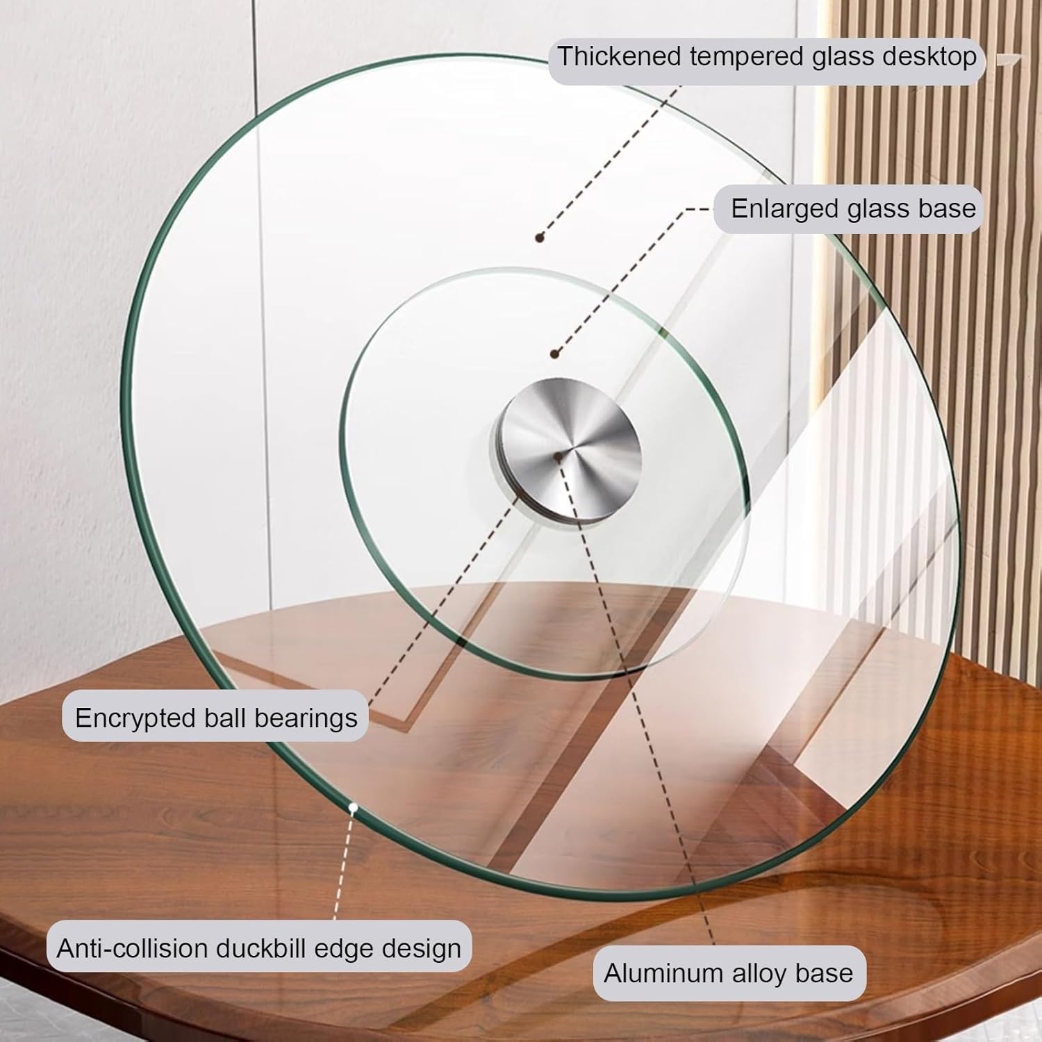 Glass Lazy Susan Turntable for Dining Table, Large Round Clear Tabletop Rotating Tray with Elegance Swivel Assist System Tempered Glass Serving Plate Silent/Smooth/Not Easy to Dump ( Size : 80cm/31.4i