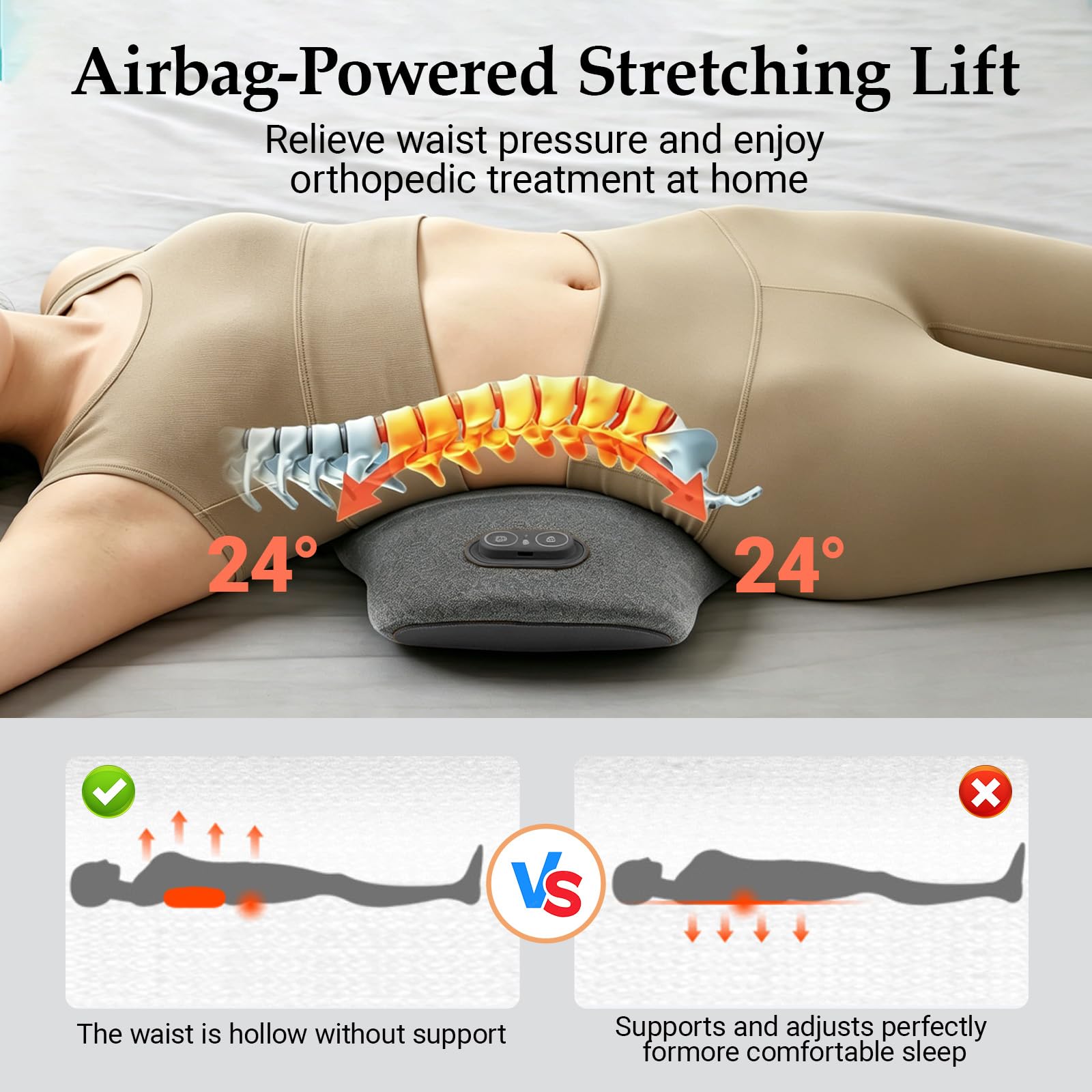 3 In 1 Rückenmassagegerät, Massagekissen mit Zug, Vibrations und Wärmefunktion, Ergonomisches Design, Lendenkissen zur Linderung von Rückenschmerzen, Geeignet für Büro und Zuhause