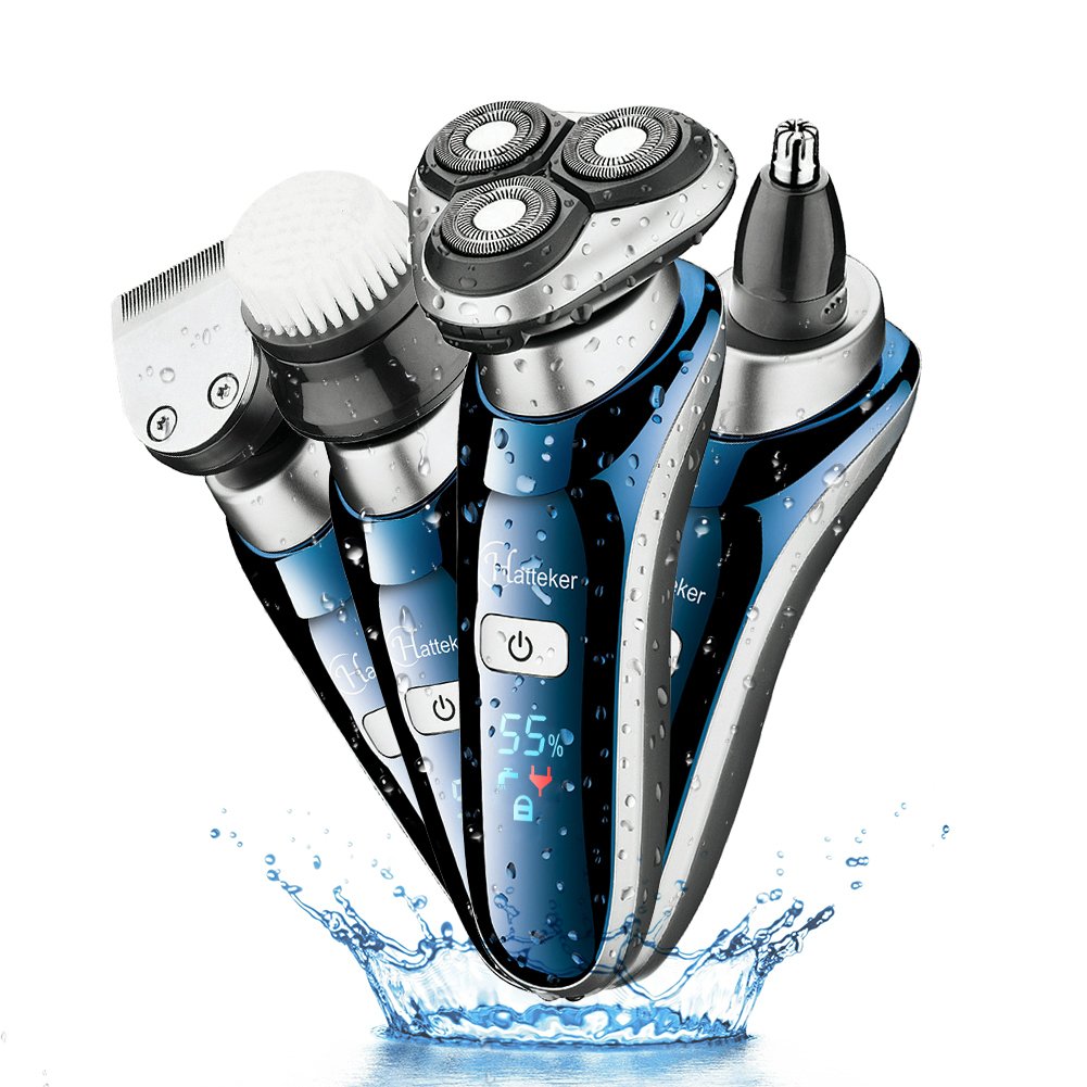 Hatteker Professional Electric Shaver Razor For Men 4 in 1 Beard Trimmer Wet Dry Rotary Shaver Cordless Hair Trimmer Nose Hair Trimmer Facial Cleaning Brush Waterproof USB Rechargeable Best Gift (B075GF88WM) Amazon Price History, Amazon Price Tracker