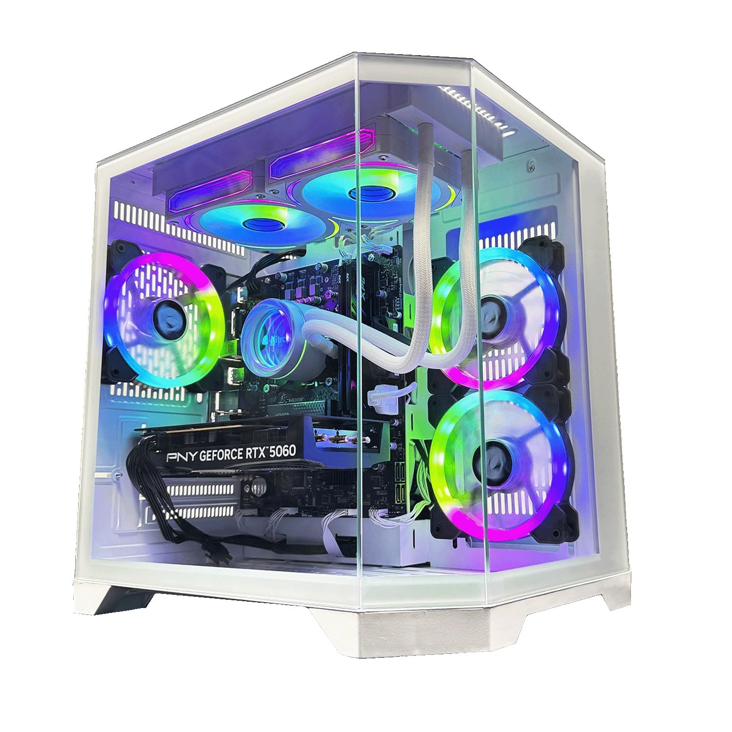 NitroPC - PC Gaming Avancé (AMD Ryzen 5 5600X 3,​7 GHz/​4,​6 GHz, RTX 3050 8 Go, RAM 16 Go, M.2 1 to, Windows 11 Pro, WiFi5) Ordinateur de Bureau, PC Gamer (Blanc)
