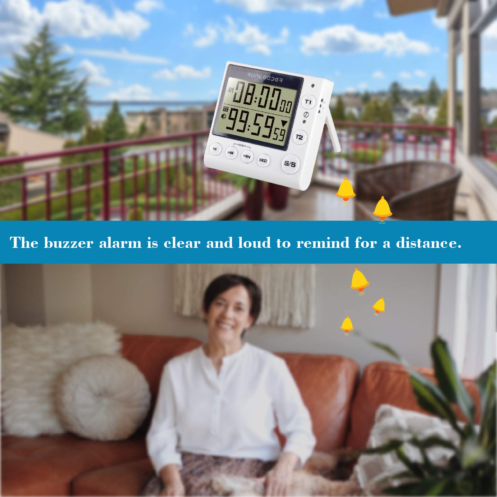 Timer Digitale Da Cucina Con Doppio Canale - Conto Alla Rovescia E Cronometro - Con Sveglia E Supporto Magnetico - Foto 2