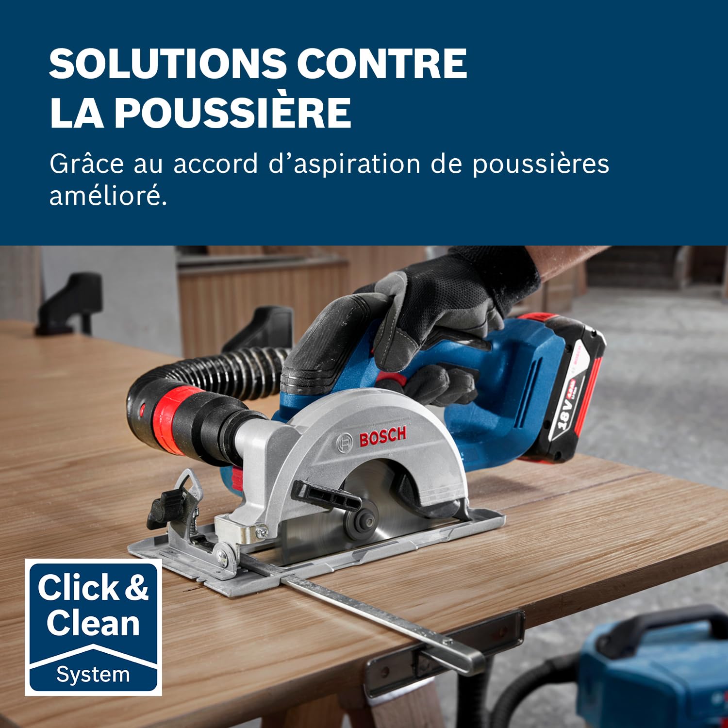 Bosch Professional 18V System Scie circulaire Sans-Fil GKS 18V-51 (moteur sans charbon, 1 lame de scie (140 mm), butée longitudinale, sans batterie/chargeur)