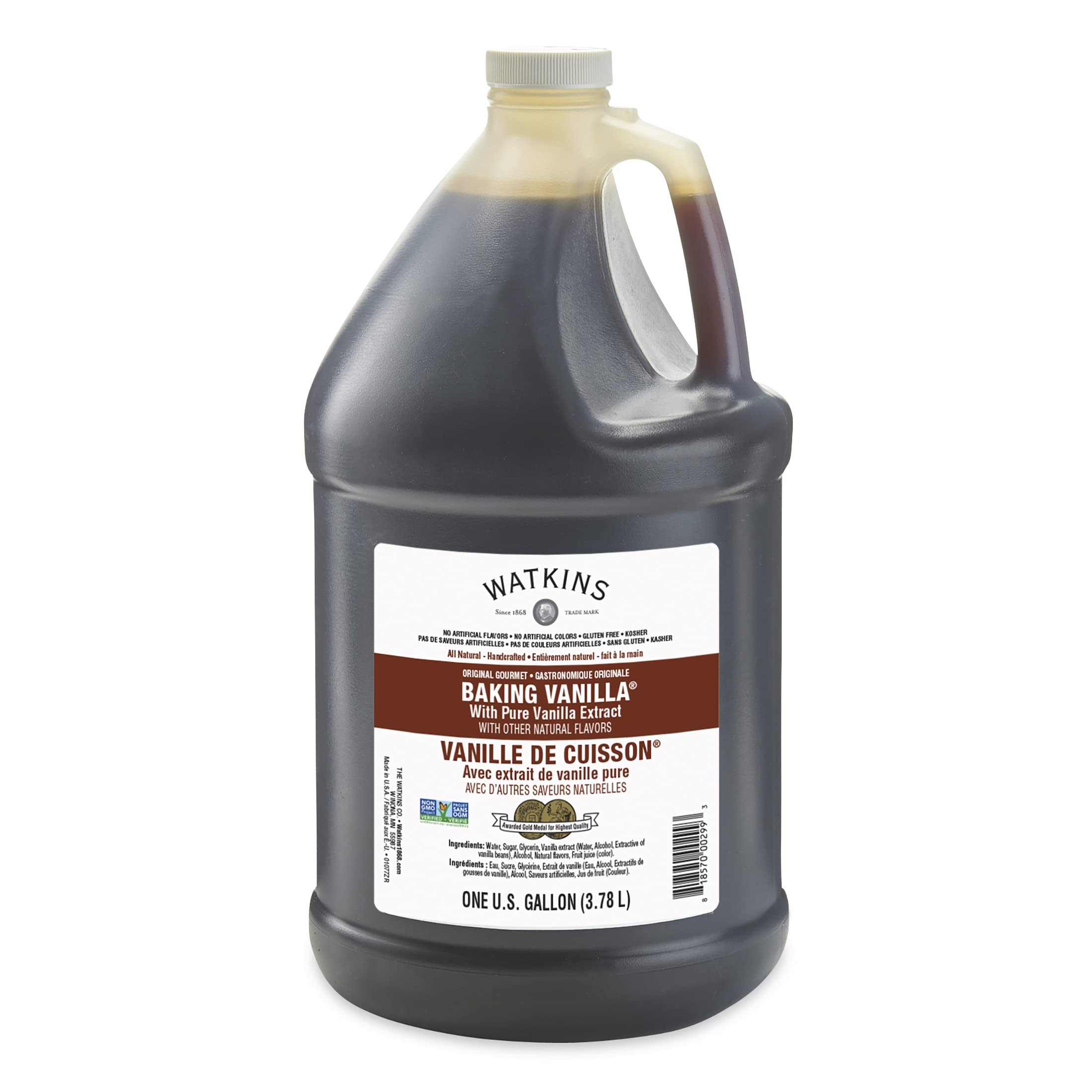 Watkins All Natural Original Gourmet Baking Vanilla, with Pure Vanilla Extract, 1 Gallon (128 Fl. oz. / 3.78L) Bottle, 1-Pack