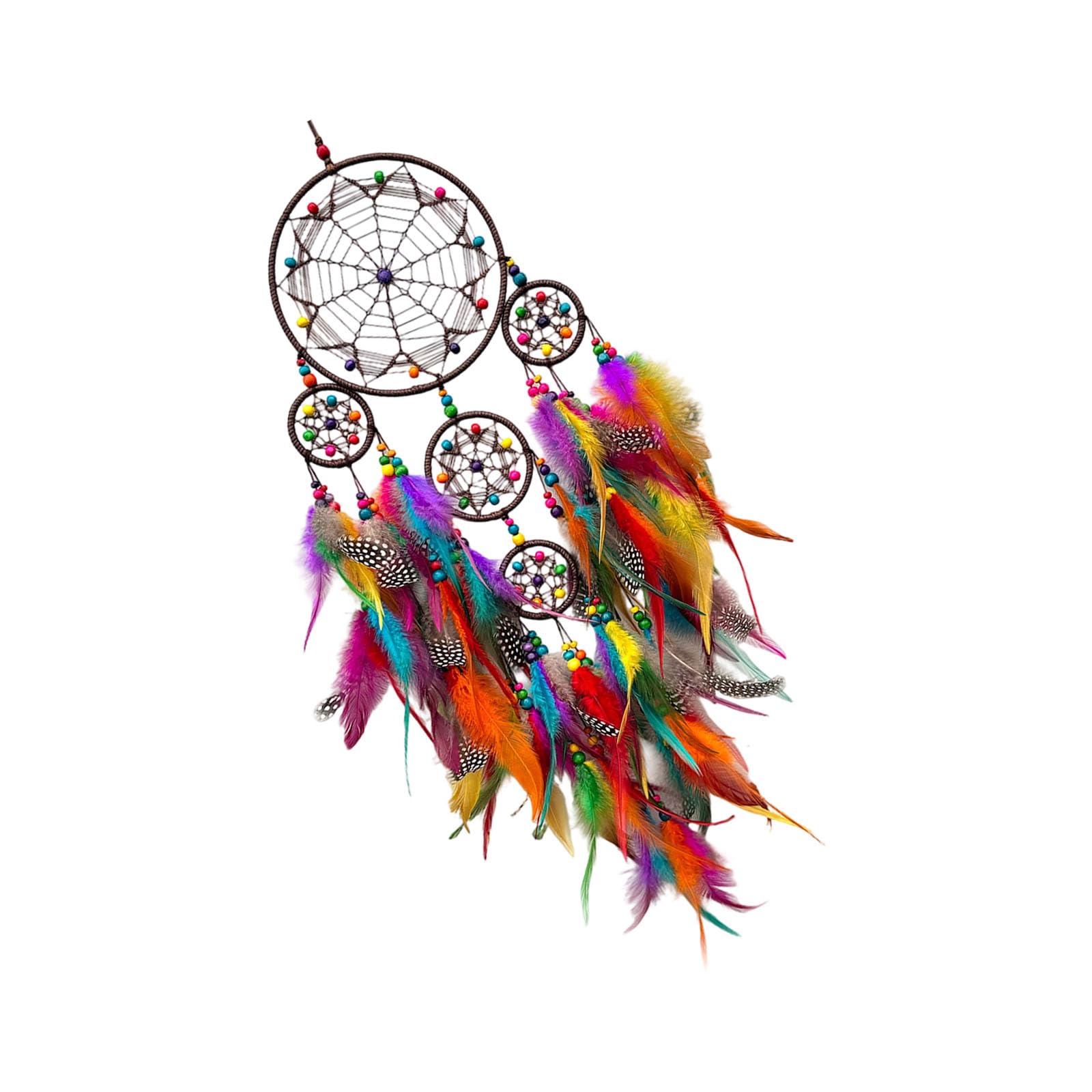 Stylish Tribal Ethnic Dreamcatchers Hanging Decors for Bedroom Living Room with Feathered and Colorful Beads Wedding Decoration