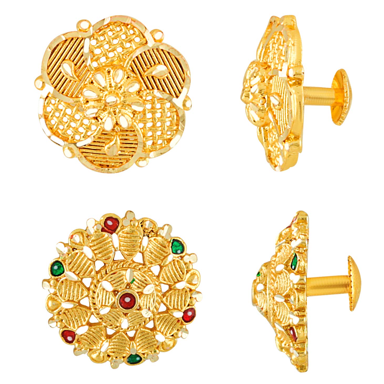 MEENAZ Earrings For Women girls Combo Set Pack Traditional Temple 1 One Gram Gold 18k Copper Brass Ruby Meenakari South Indian Screw Back Studs Tops Stud Fashion Stylish Hoop Bali Ear rings combo-M46 (B08P9KMH21) Amazon Price History, Amazon Price Tracker