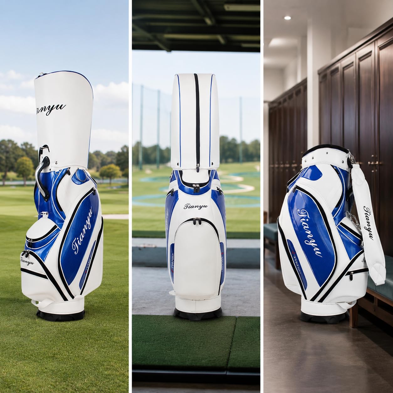 MERIGLARE Estuche Golf para Hombres Bolsa Palos Carcasa Portapalos Funda Portaequipos PU Impermeable y Ligero con Correa Acolchada y Asa Resistente Acuado para Entrenamiento en Campo Viajes