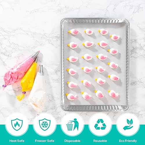 Miniatura 4 de PLASTICPRO Sartenes de aluminio, paquete de 5 bandejas desechables para galletas de 13 x 17 pulgadas, bandejas para hornear de alta calidad