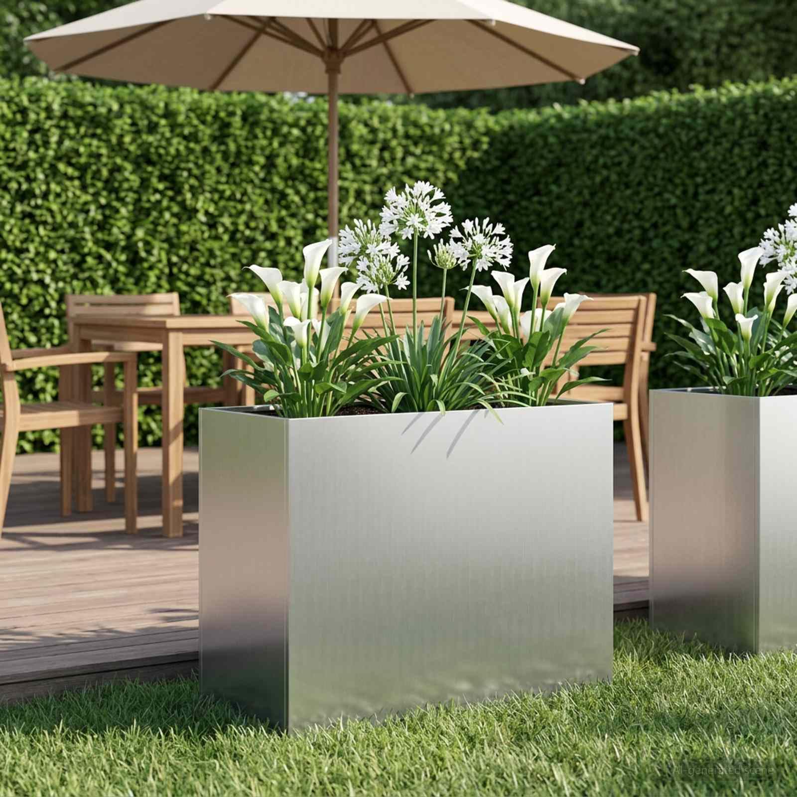 Generisch Garten - Pflanzgefäß Silber 60 x 30 x 50 cm Verzinkter Stahl 6.4kg