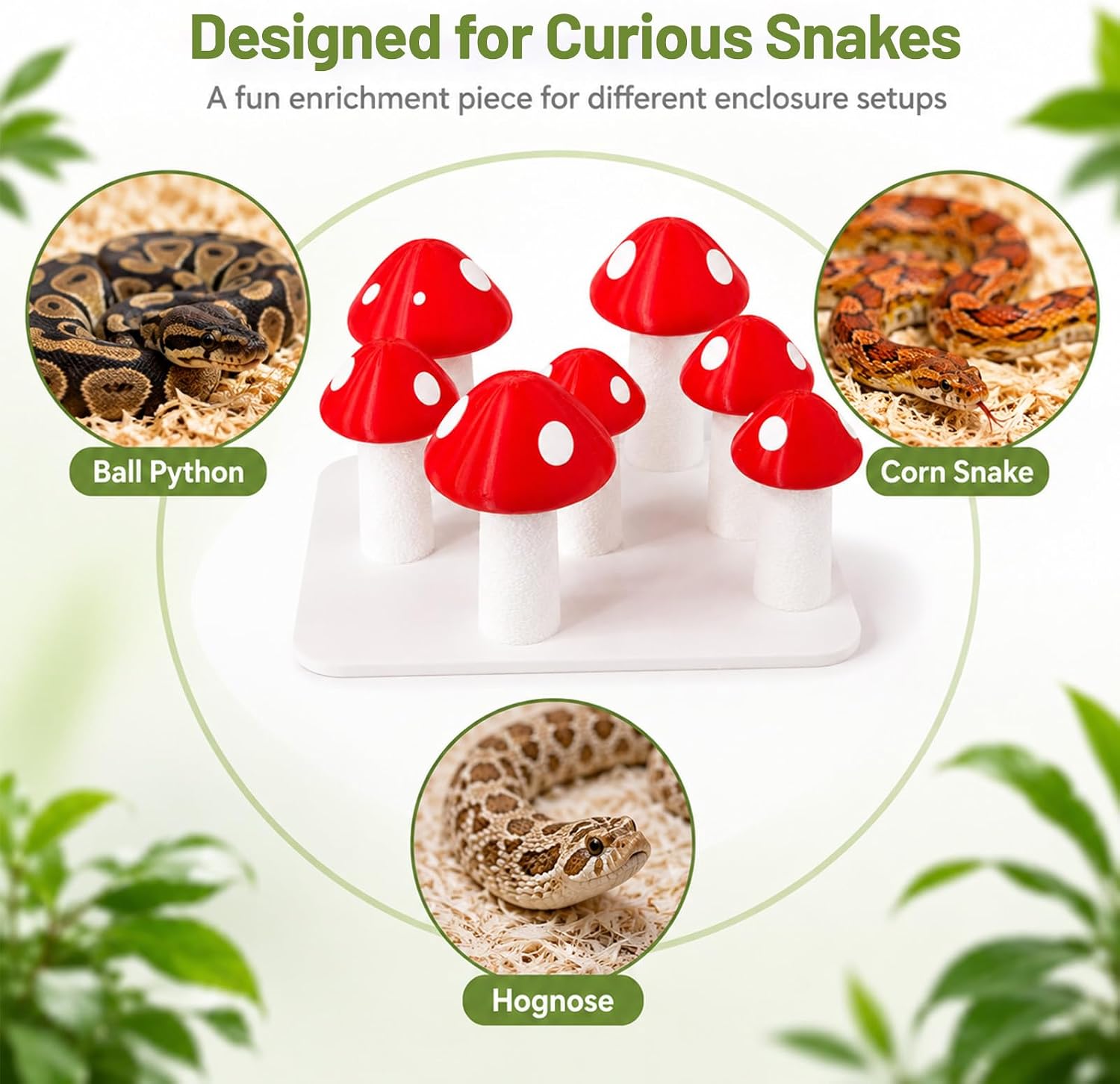 Snake Mushroom Maze,Snake Enrichment Toys,Ball Python Tank Accessories,Snake Enclosure Decor,for Younger Ball Python, Corn Snake, Hognose Enrichment,7.87" x 7.87" x 4.72"