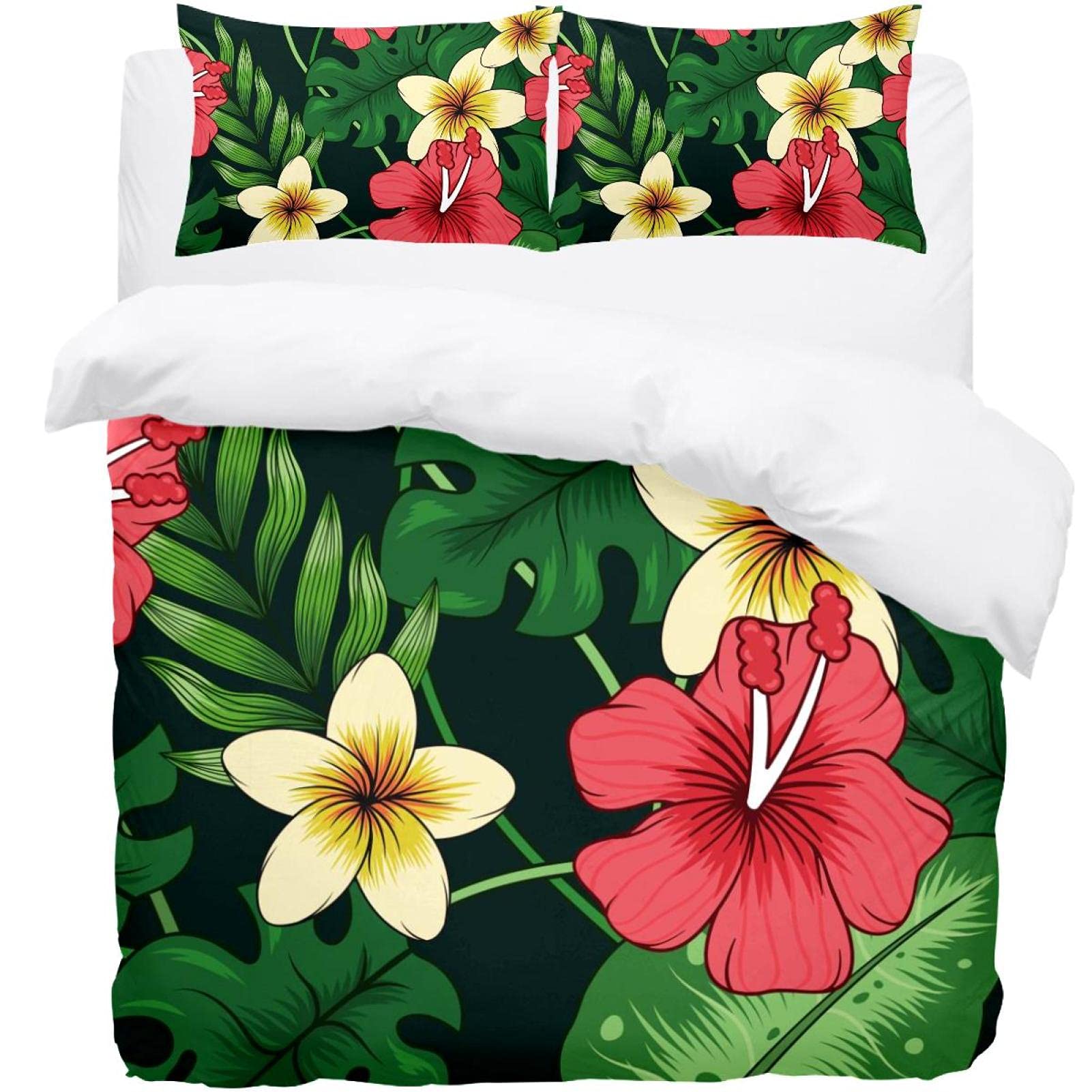 Housse de couette exotique rouge et jaune pour ambiance de chambre estivale
