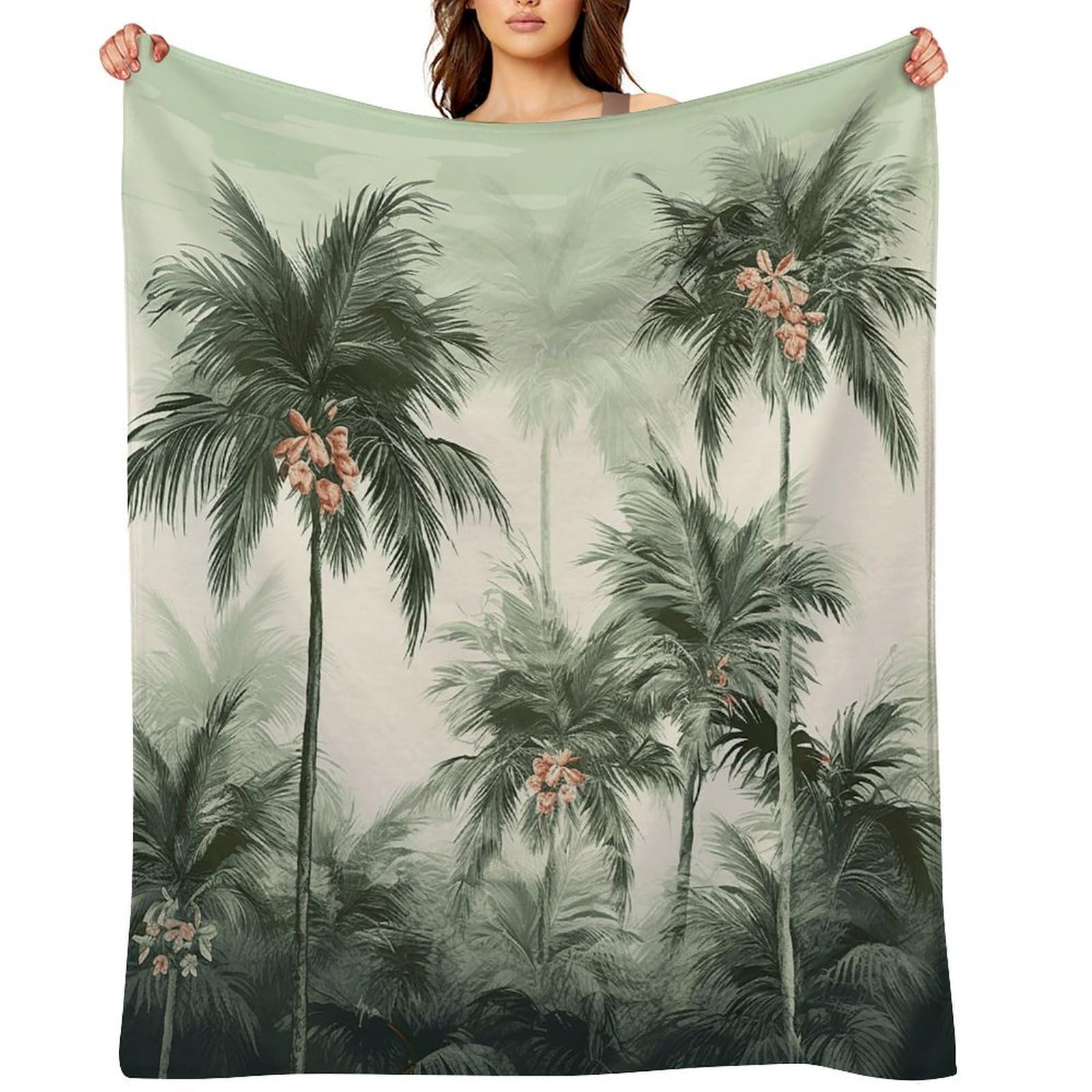 Tropical Palm Trees Throw Blanket for Couch and Bed Super Soft Warm Lightweight Throw Blankets Cozy Fuzzy Flannel Blanket Personalized Decorative Blankets for Sofa Decor 40"x50"