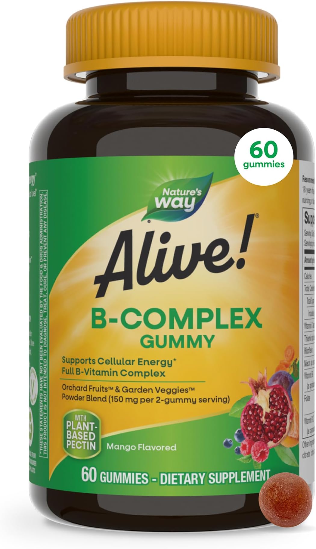 Alive! B-Complex Gummies, Cellular Energy Support *, 60 ct