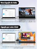 Armazém Brasil, Monitor Portatil 15,6'', FHD 1080P Monitor Portátil Conectado Com USB C Dupla/HDMI, IPS Extensor De Tela para Notebook com VESA e Funda Inteligente magnético, Plug and Play — imagem 3