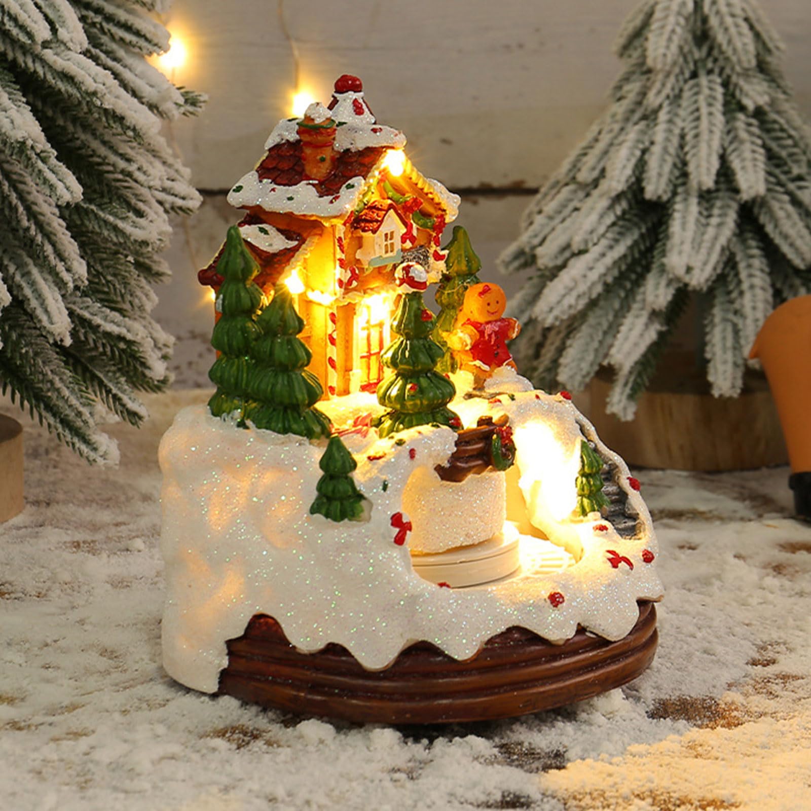 Casa luminosa in resina con musica deliziosa decorazione natalizia per uffici di famiglia e negozio decorazione da tavolo