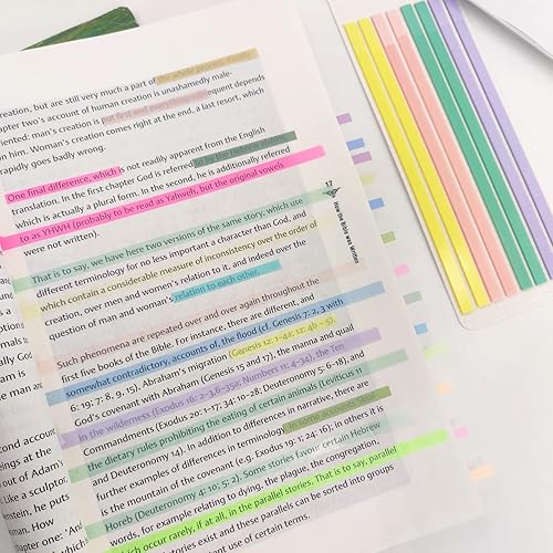 Miniatura 3 de Potanro - Pestañas adhesivas largas 6 hojas, cinta de resaltador 960 piezas, pestañas adhesivas translúcidas para anotar libros, suministros para el