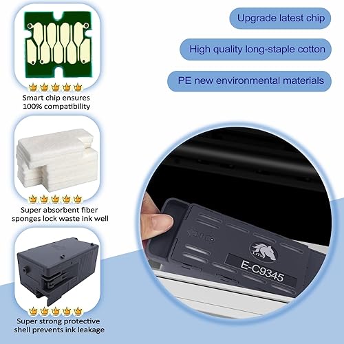 Miniatura 4 de Paquete de 2 cajas de mantenimiento de tinta E-C9345 C12C934591 PXMB9 9345 para ET-8550 ET-8500 ET-16600 ET-16650 ET-5800 ET-5850 ET-5880 WF-7310