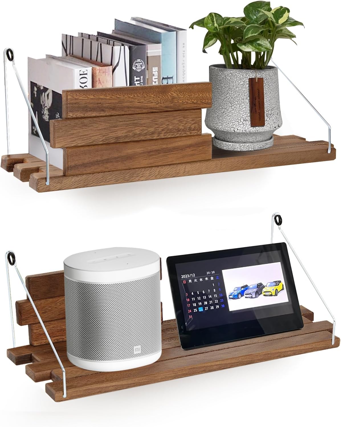 Amazon｜ウォールシェルフ War Horse 壁掛け棚 36cm 飾り棚 木製 本棚 取り付け簡単 DIY インテリア 壁を傷つけない