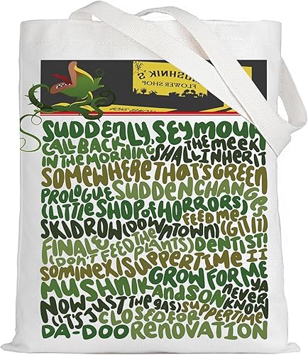 LEVLO Little Shop Of Horrors - Bolsa de lona musical Seymour & Audrey para 2 fanáticos, bolsa de compras para plantas Audrey