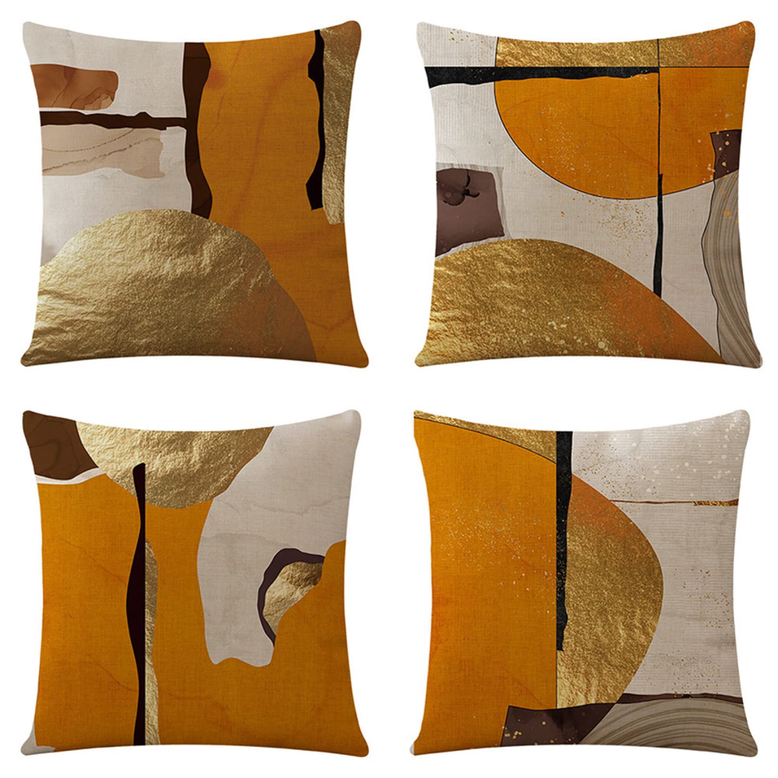 Housse de coussin imperméable 65x65 lot de 4 déperlante orange pour extérieur et canapé