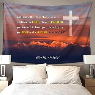 UEJUNBO Christian Cross Prayer Tapestry with Mountain for Bedroom Aesthetic, Serenity Prayer Wall Decor Jeremiah 29:11 for Living Room 6040 in
