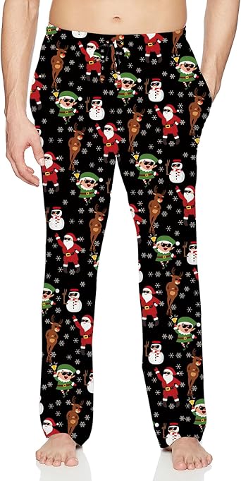 Mens Christmas Pajama Jogger Loose Lounge Sleepwear Pajama Pant