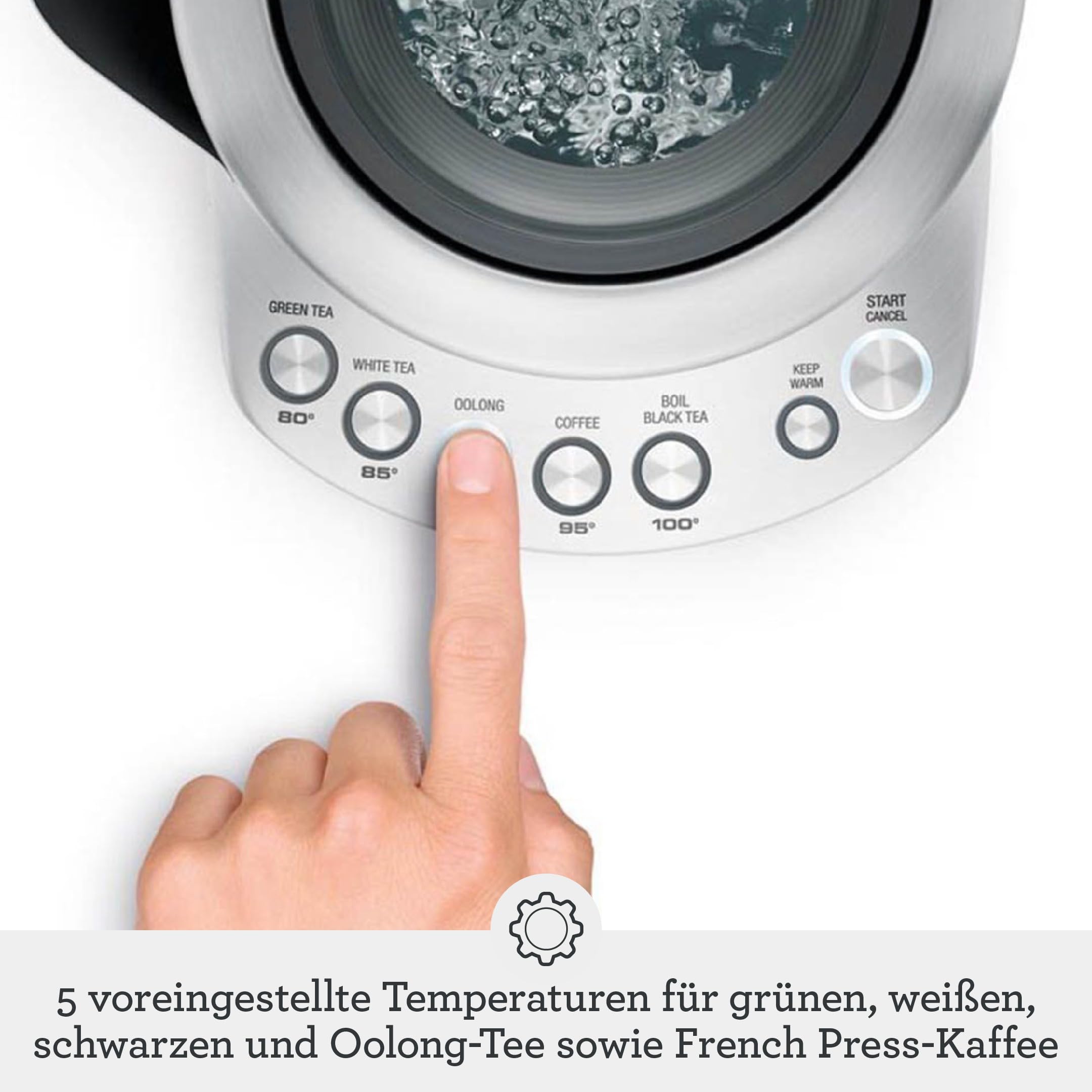 Sage The Smart Kettle, Leiser, kabelloser, Gebürsteter Edelstahl | Leiser, kabelloser elektrischer Wasserkocher, 1,7L Fassungsvermögen, Schnelles Aufkochen, 2400 Watt, 5 Einstellungen