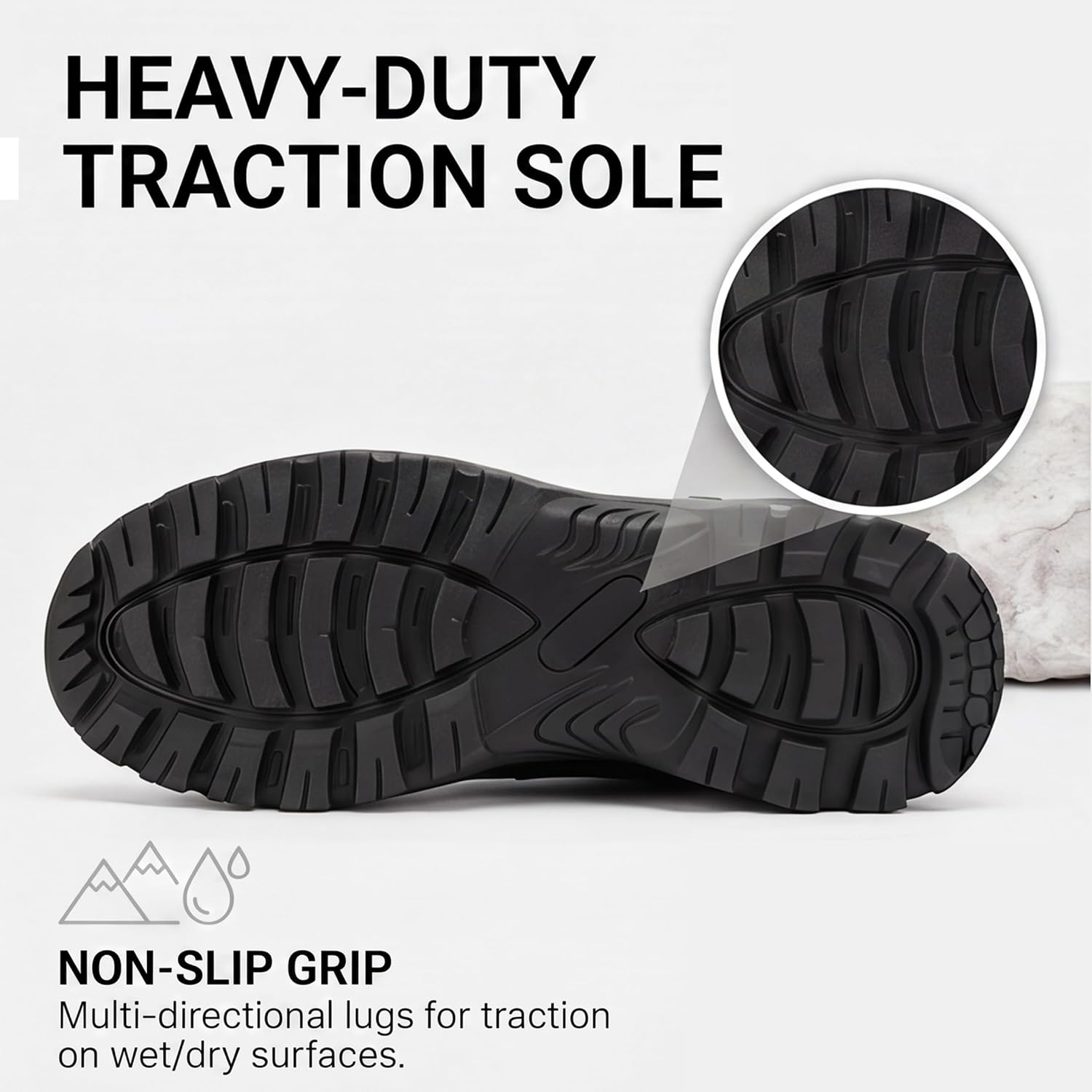Mens 8-Inch Tactical Boots, Lightweight Military Combat Boots with Side Zipper, Comfort Anti-Slip Patrol Shoes for Hiking, Motorcycle Riding, Light Work