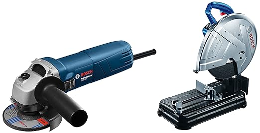 Bosch 0601B373F0-GCO220 2200-Watt 14-inch Chop Saw Machine (Blue) with GWS 600 Professional Angle Grinder (Blue) Combo