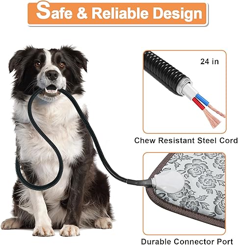 Miniatura 3 de Cama térmica para perros, almohadilla térmica para cachorros y mascotas, controlador ajustable mejorado, almohadilla térmica impermeable para perros