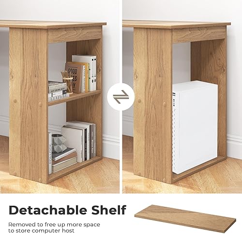 Miniatura 4 de GRAFFY - Escritorio para computadora con 6 estantes de almacenamiento, estación de trabajo reversible de 48 pulgadas con estantería y soporte para