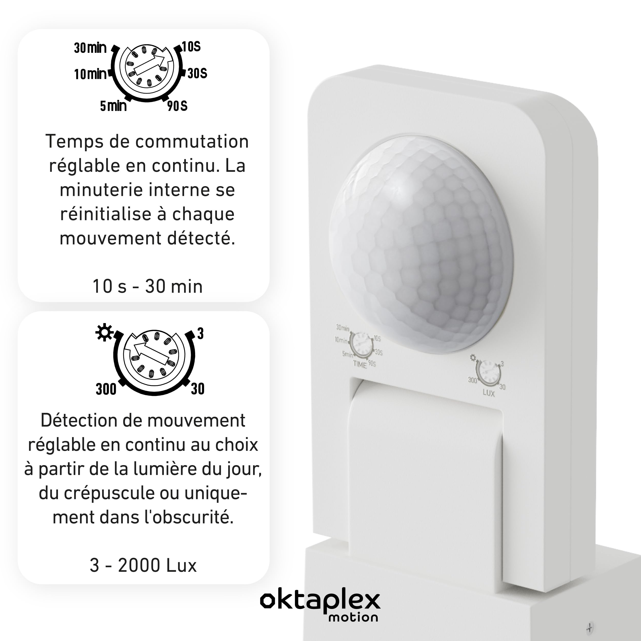 Oktaplex Lot de 2 Tea détecteur Infrarouge Plafond extérieur IP65