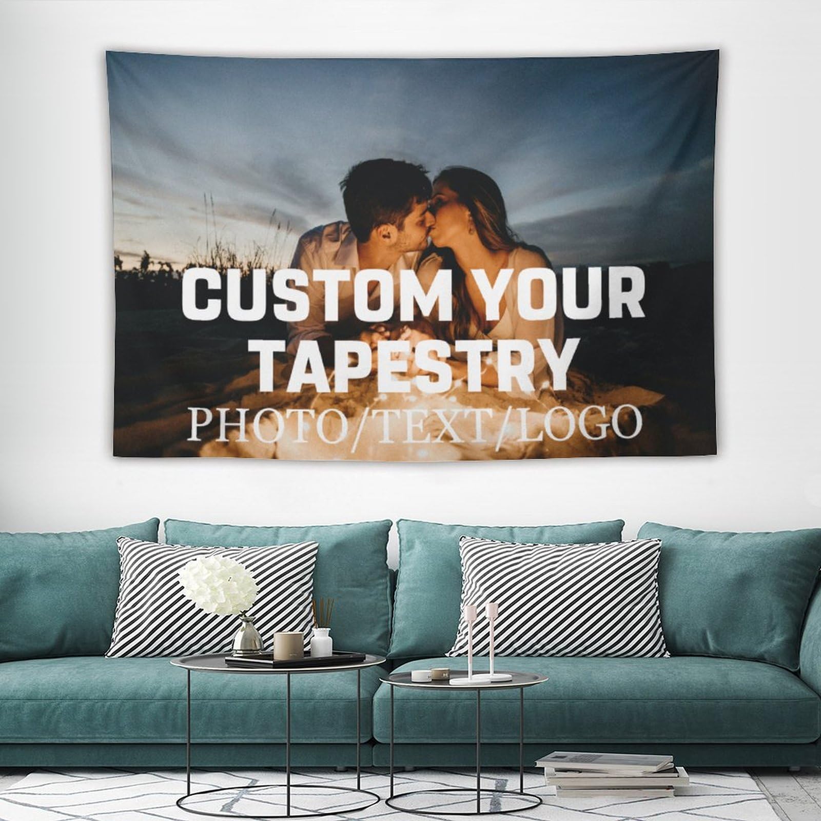 RTYVBMX Custom Tapestry Personalized with Name Photo Customized Wall Hanging for Bedroom Living Room Decor Christmas Birthday Valentine's Day Gift, 1