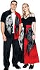 Rosegal Matchable Couple Hawaiian Coconut Tree Print Shirt or Plus Size Midi Cold Shoulder Dress