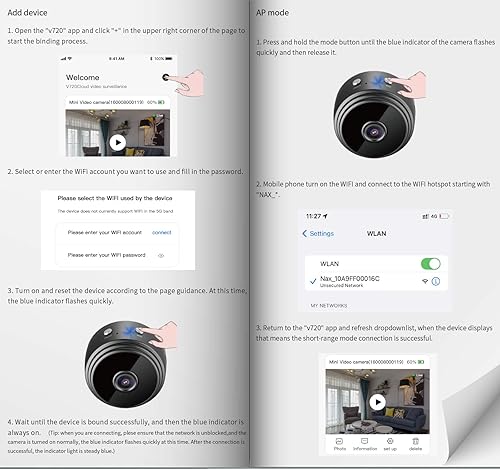Miniatura 7 de Mini cámara espía oculta, cámara pequeña inalámbrica WiFi, cámaras de seguridad para el hogar para mascotas, bebé con visión nocturna, detección de