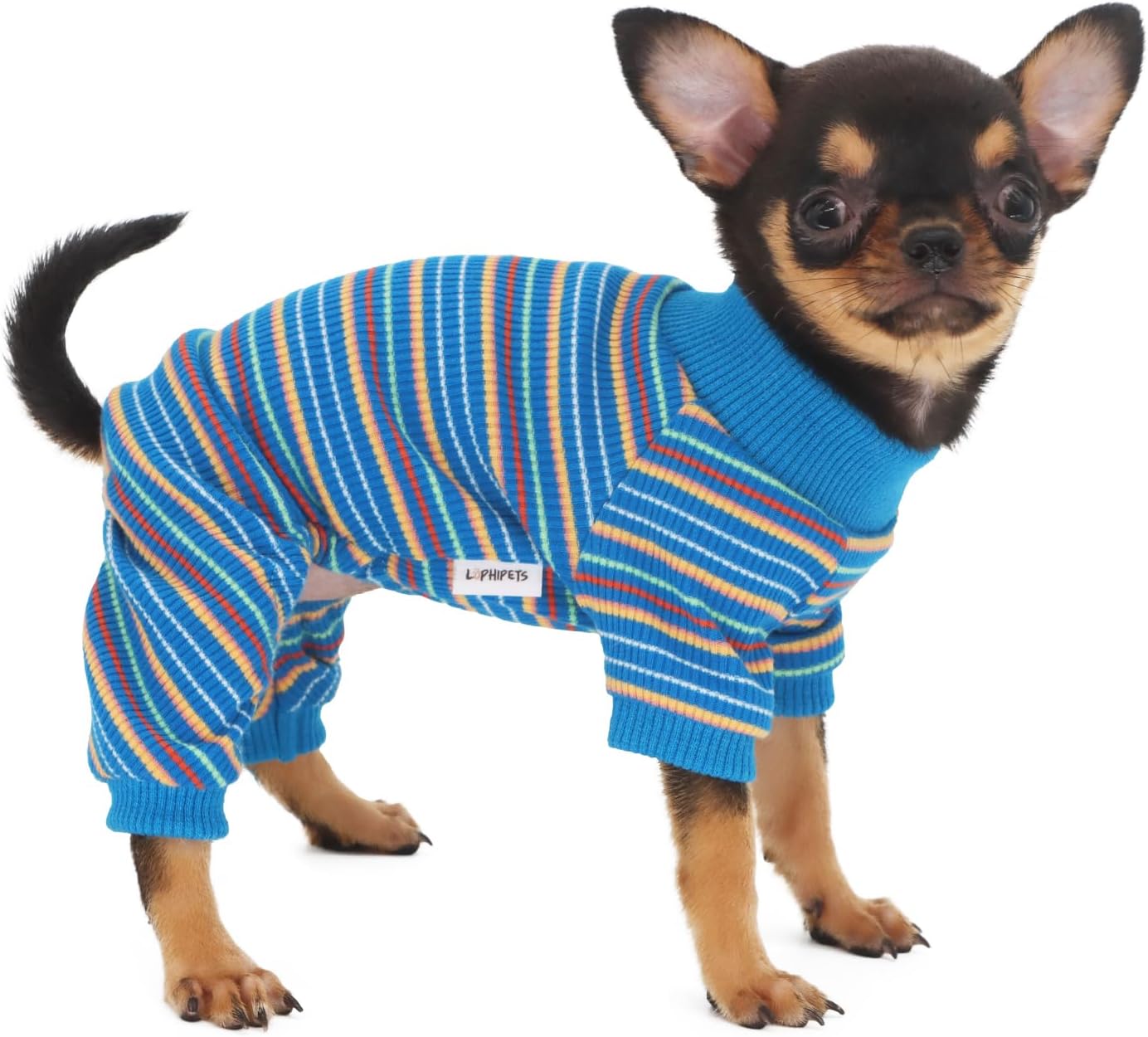 LOPHIPETS Dog Pajama Onesie for Small Teacup Chihuahua Yorkie Puppy Cat Clothes Apparel-Blue/XS