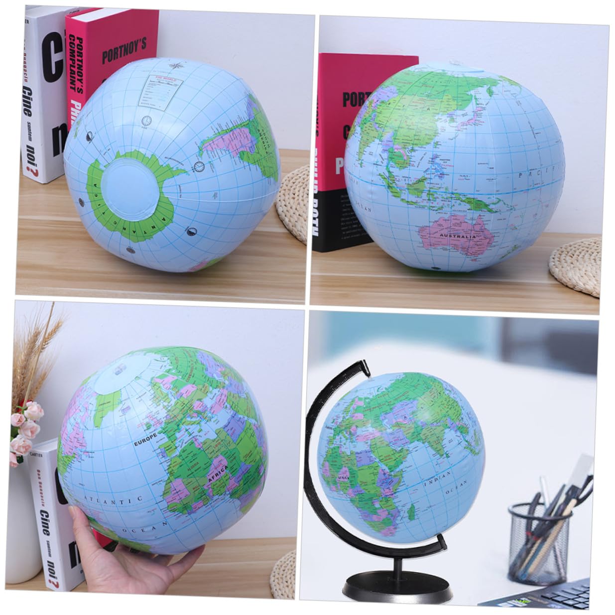 BESPORTBLE Palloni Gonfiabili da Spiaggia a Forma di Globo 30 Cm, Giocattoli Educativi per Ragazzo Ragazza, Pvc Resistente Riutilizzabile, per Piscina, Spiaggia e Giochi All’aperto,