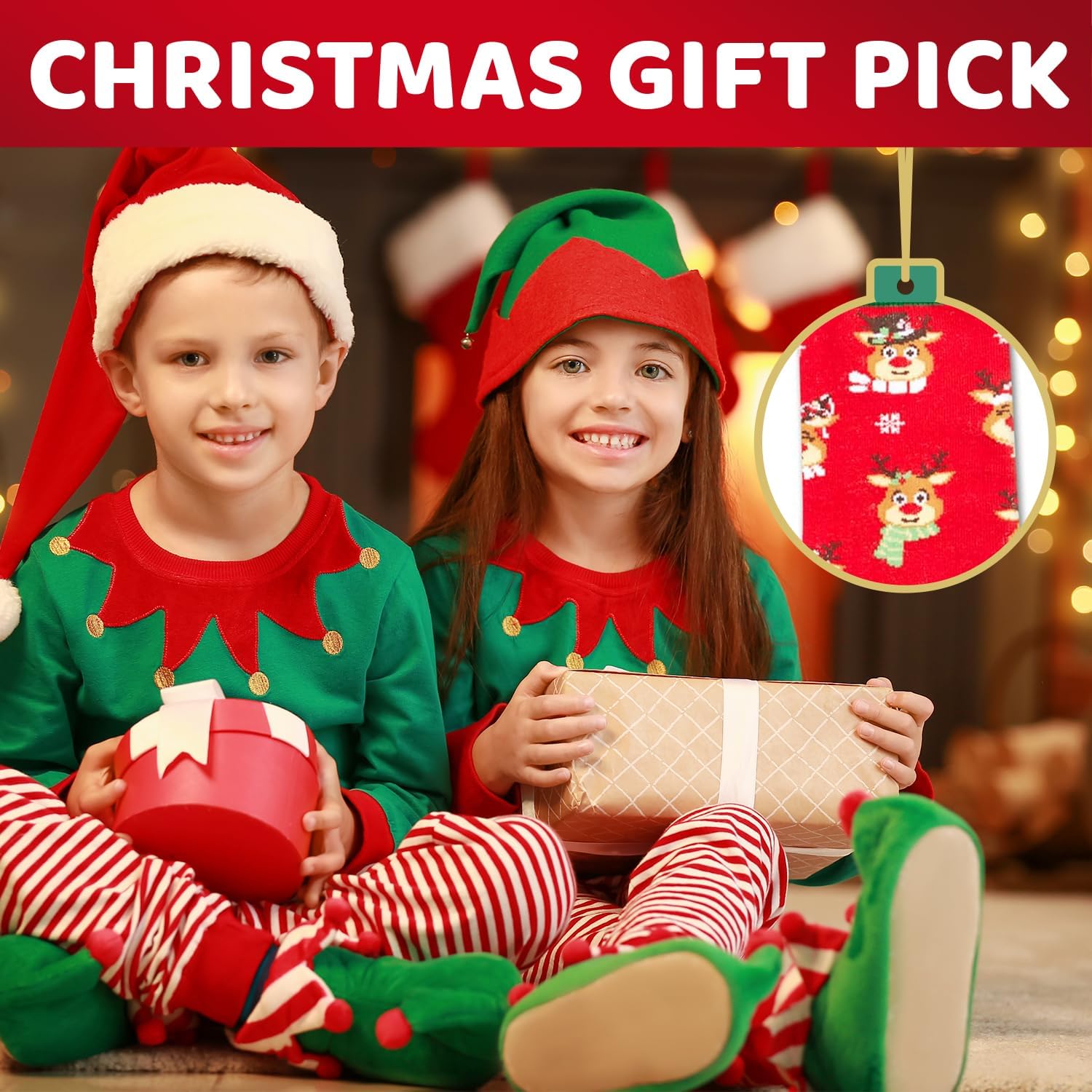 HAPPYPOP Christmas Socks for Kids - Secret Santa Gifts Holiday Sock for Teen Boy Girl 4 Pack - Image 7