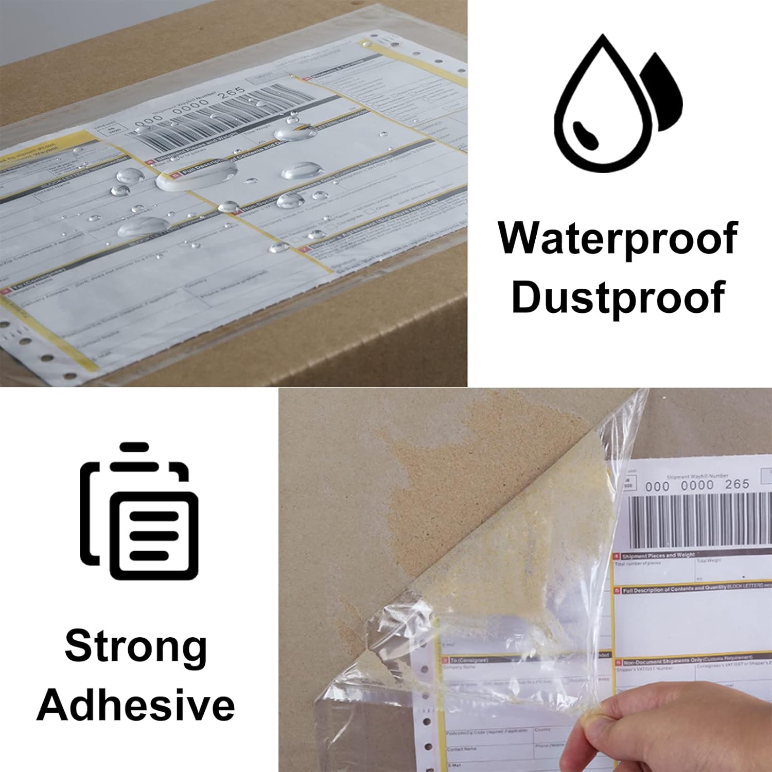 LabelMore 500 pcs 6" x 9" Clear Plastic Adhesive Packing List Envelope Mailing bag Shipping label Pouch Return Label Documents